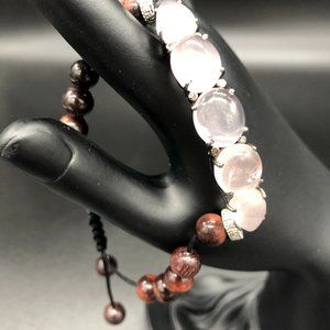 Bracelet - Diamond, Rose Quartz, Chalcedony, Red Cats Eye Agate